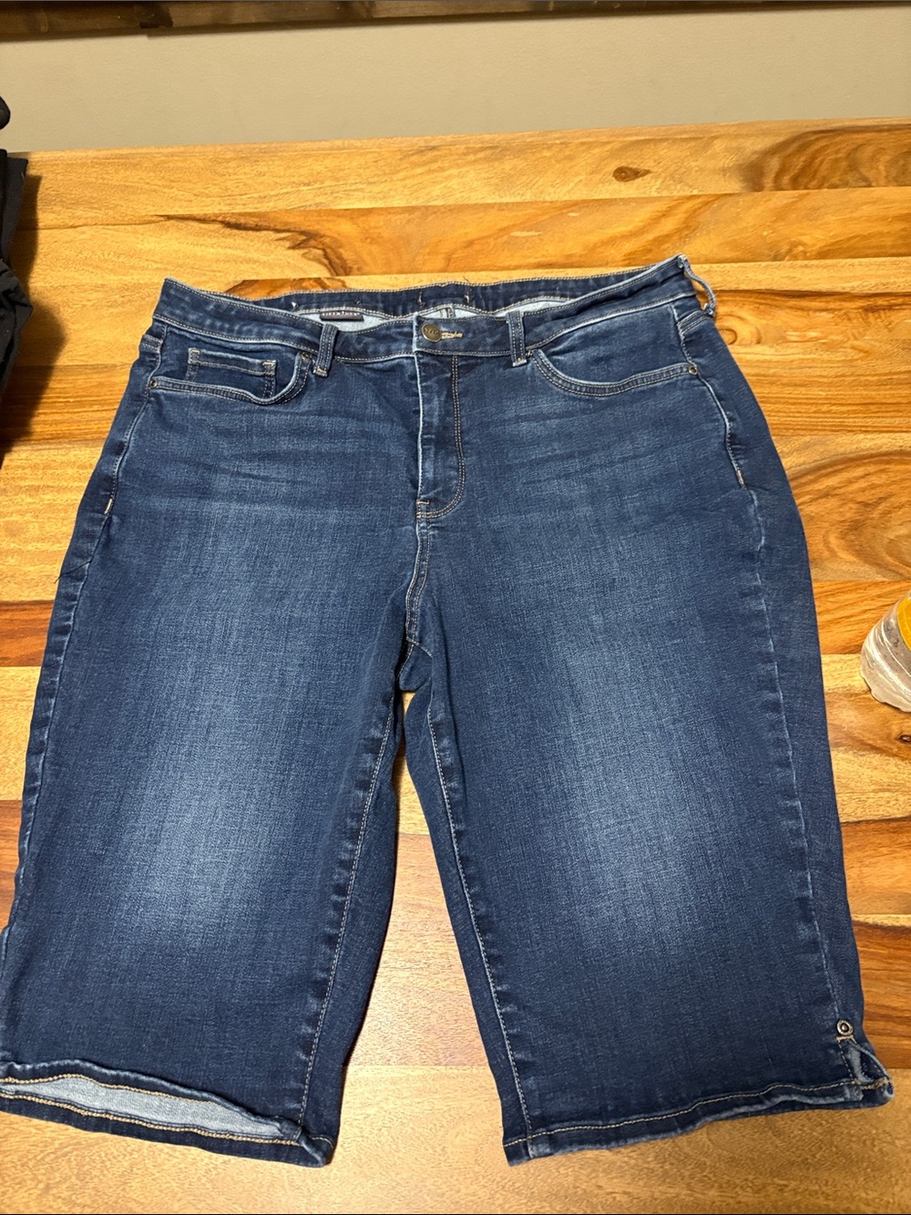NYDJ Dark Blue Denim Cropped Bermuda Jeans